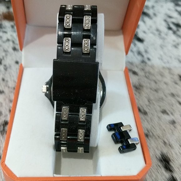 ANNE KLEIN Black Resin Crystal Lightweight Watch - Picture 3 of 9